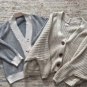 BUNDLE CARDIGANS w/ Pink Lily Cream Knit Cardigan